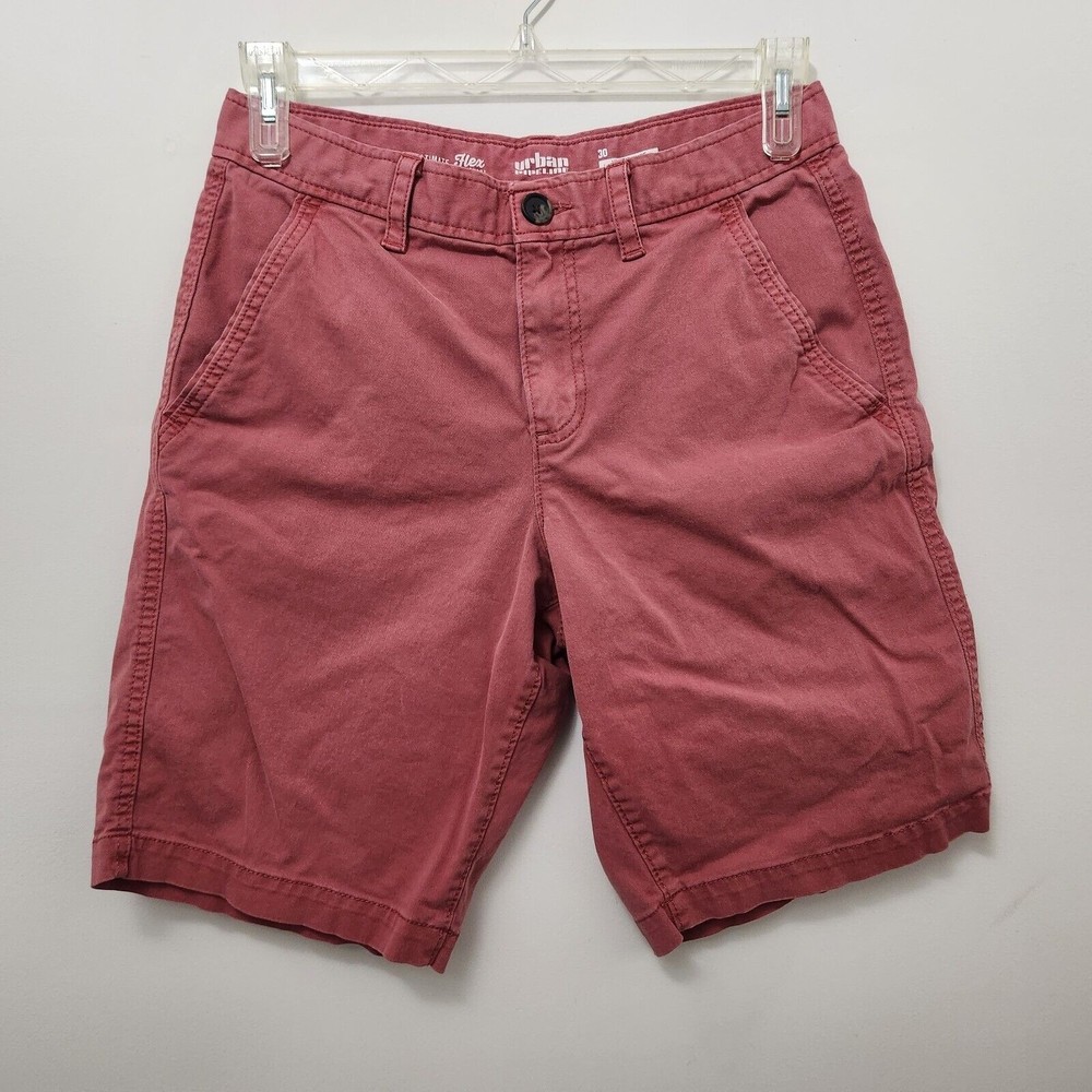 URBAN PIPELINE Men's Red Chino Flat Front Cotton Casual Shorts Size 30